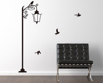 Street Lamp with Birds Vinyl Decals Modern Wall Art Sticker